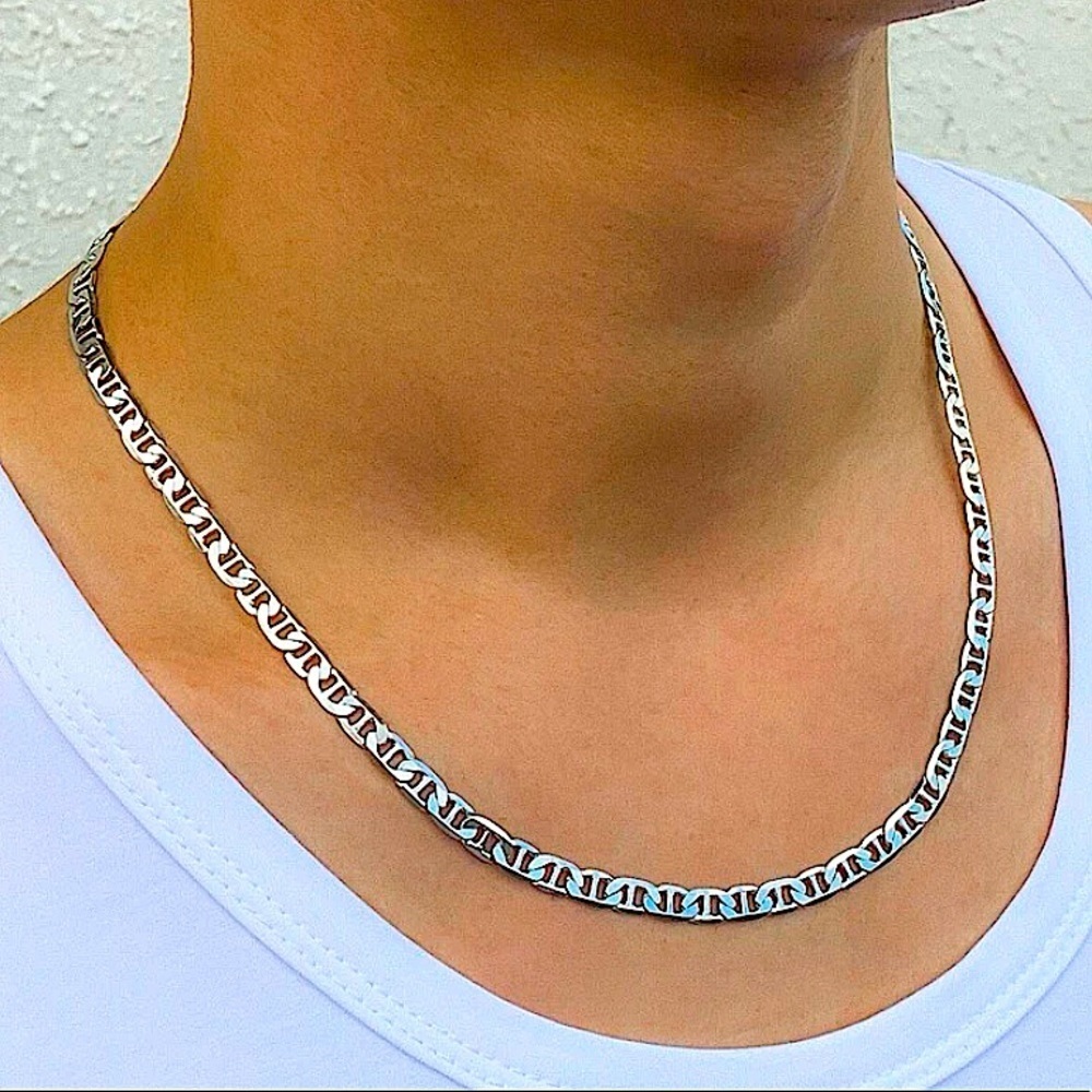 Sterling Silver Mariner Chain Link Necklace